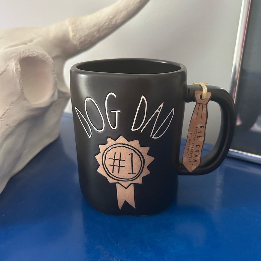 Rae Dunn Black #1 Dog Dad Ribbon Mug